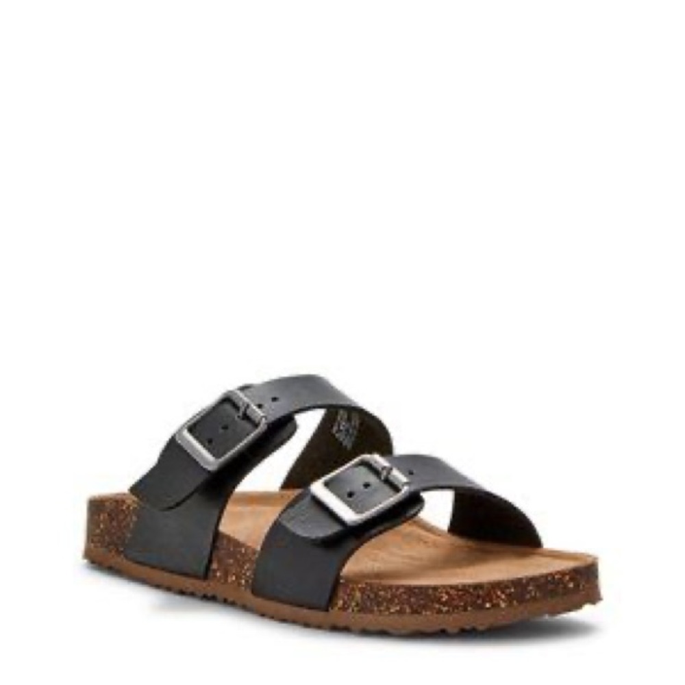 Time and Tru Two Band Footbed Slide Sandals